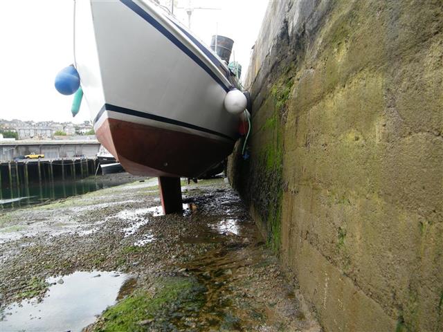 Boat dried out for survey